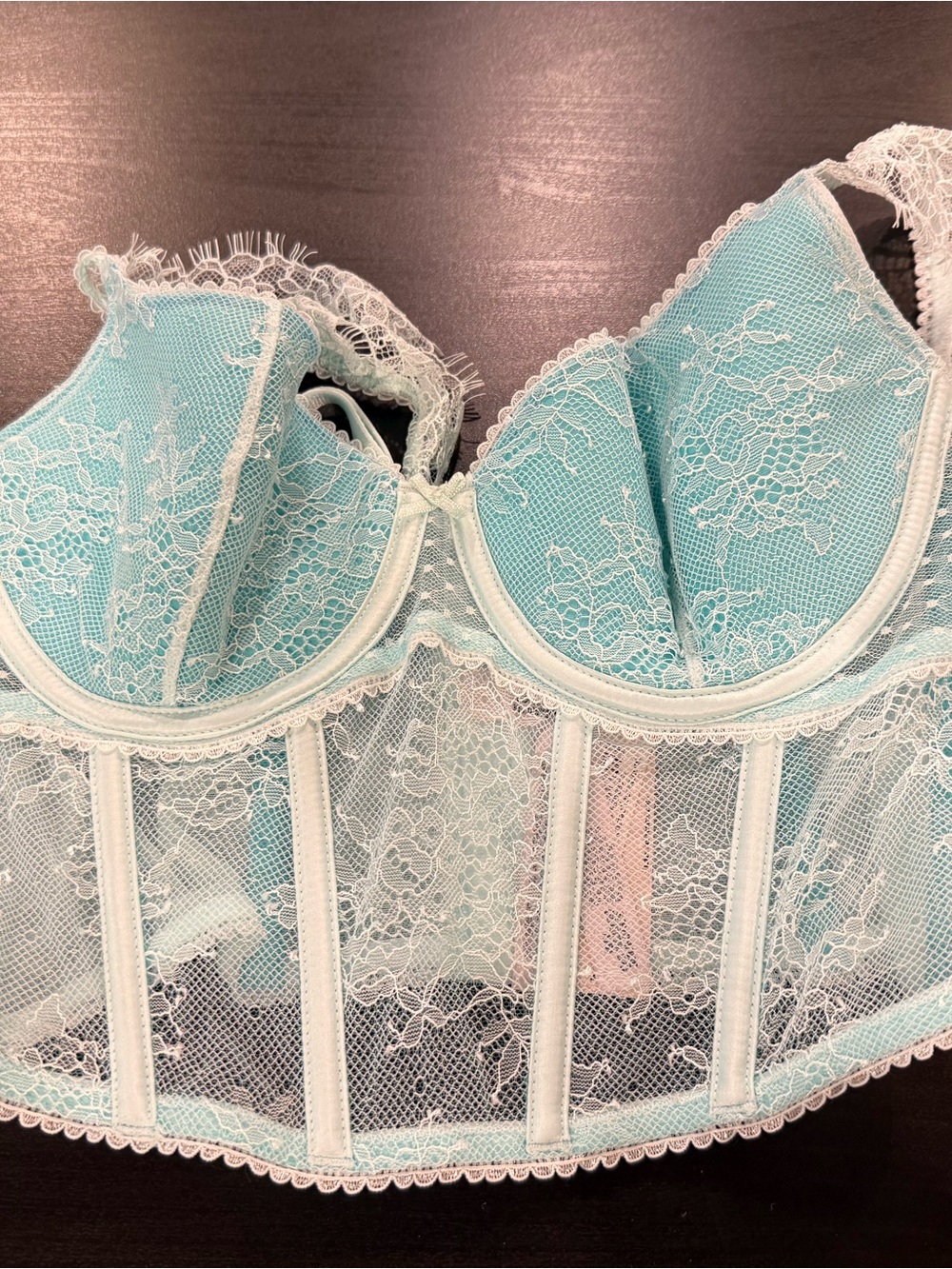 Victoria's Secret-  Aqua Lace Underwire Corset Bra